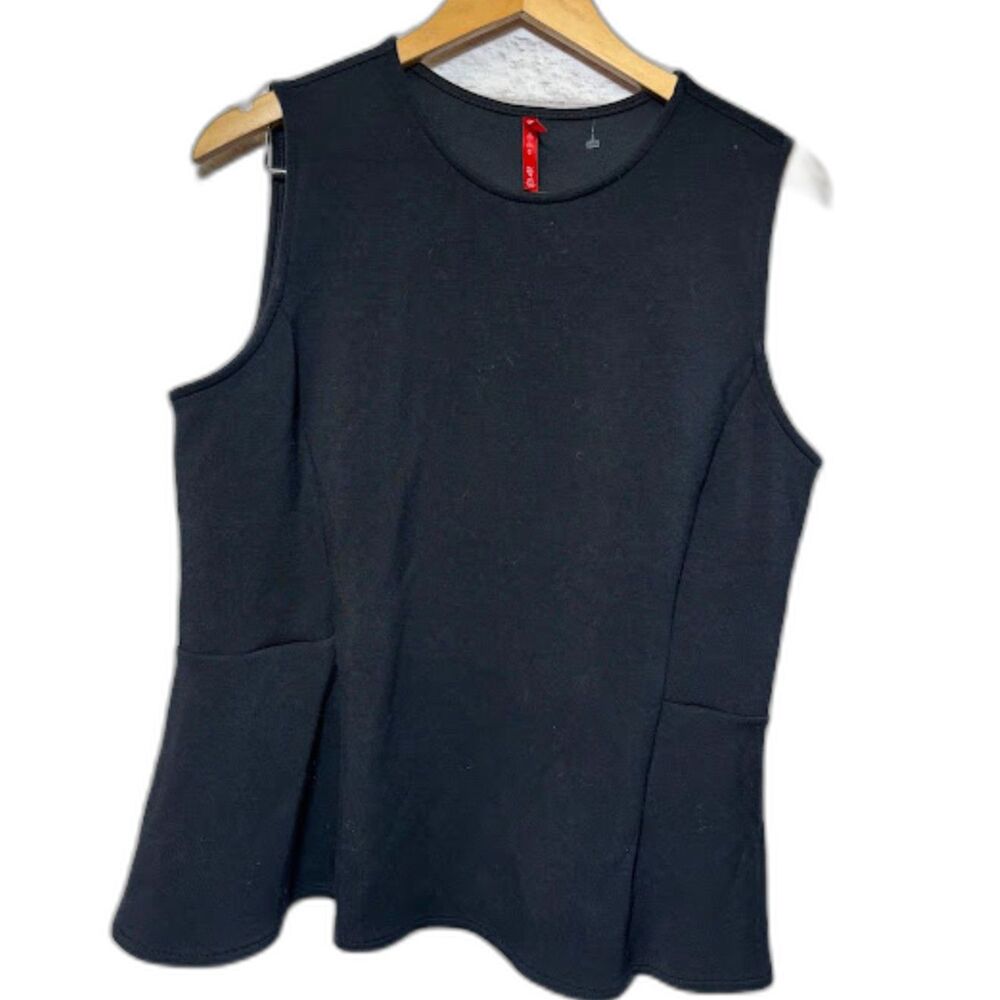 Spanx Peplum Tank Top Blouse Black Size XL workwear office preppy twee classic